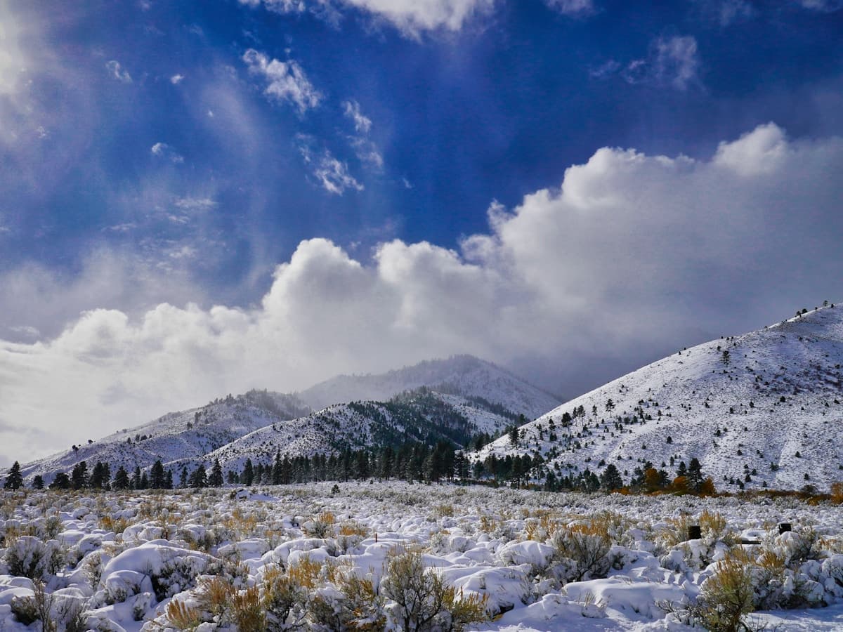 Snow-capped mountain rising above the Carson Valley — the view from our home base in Carson City, Nevada.